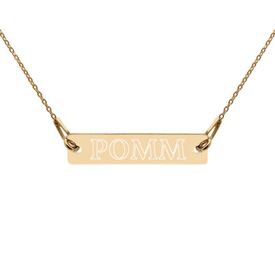 POMM Engraved Silver Bar Chain Necklace